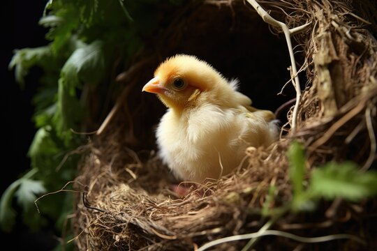 Little chicken in a nest. Generative AI
