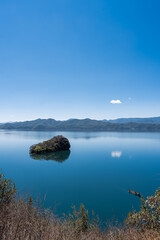 Islands in the heart of Lugu Lake in China