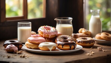 donuts with milk photo