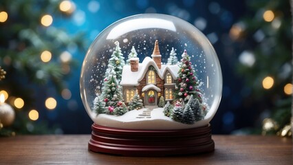 Fototapeta na wymiar snow globe with christmas tree photo