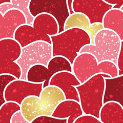 Vector seamless colorful valentine pattern with hearts and stars