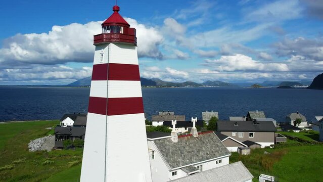 Alnes Fyr lighthouse near &Aring;lesund Norway from above