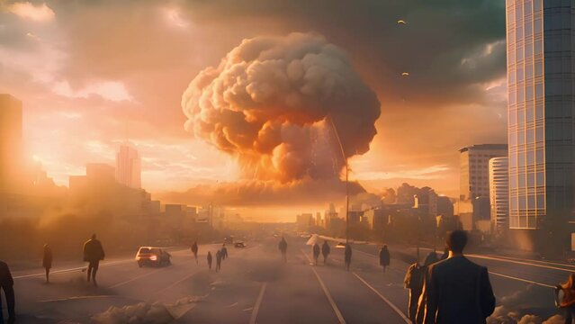 explosion in city, World War and civil war concept.