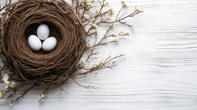 nest with eggs and birds HD 8K wallpaper Stock Photographic Image 
