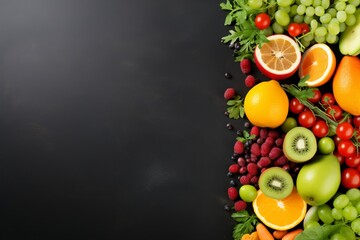 Healthy food background, copy space and generative ai