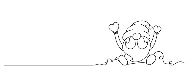 simple line art dwarf with love simple line art drawing valentine - obrazy, fototapety, plakaty