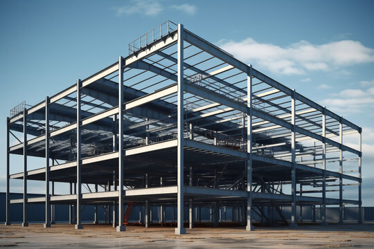 Assembly of steel structure Day photo realistic