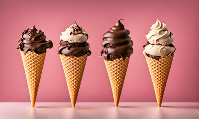 Ice cream delight: Waffle cone with creamy goodness