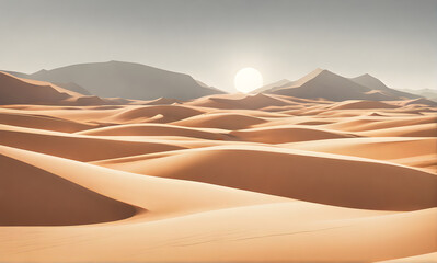 Sunny desert landscape, tranquil beauty