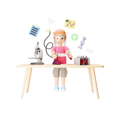 3D Character Illustration of a Science Class: Scientific Exploration
