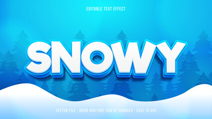 Editable text effect snow theme, winter text style - obrazy, fototapety, plakaty