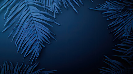 Fototapeta na wymiar Collection of tropical leaves,foliage plant on blue background , copy space,Tropical palm leaves from above - flat lay