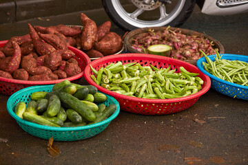 Variety of vegetables at street market	