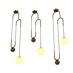 chandelier on the ceiling isolated on transparent background, hanging lamp, pendant light, 3D illustration, cg render
