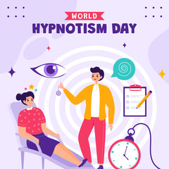 Hypnotism Day Social Media Illustration Flat Cartoon Hand Drawn Templates Background
