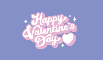 Happy Valentines Day typography with handwritten calligraphy text, isolated on white background. Vector Illustration