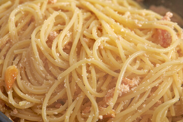 Pollack roe pasta on a plate