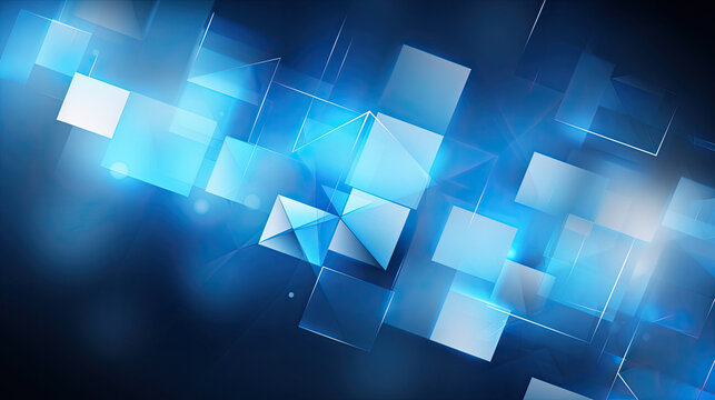 blue geometric patterns background, abstrack backgroun, 3d square background,Bright Blue cube Business Background 