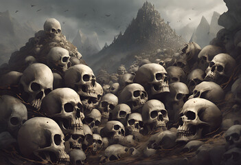 A mountain of skulls - obrazy, fototapety, plakaty