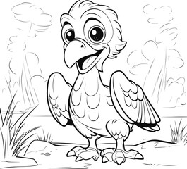 Vulture bird animal vector, coloring page