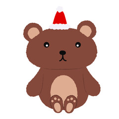 Brown bear wearing a Christmas hat