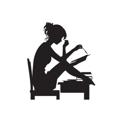 Delve into the shadows of education with a powerful depiction of a girl studying in silhouette, conveying the timeless elegance of academic dedication.