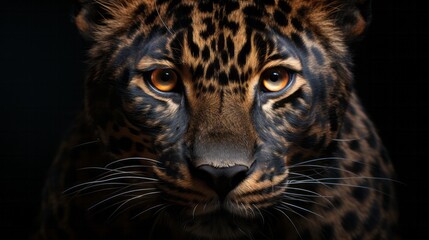 Portrait of a jaguar on a black background