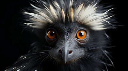 Portrait of a monkey on a black background