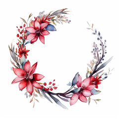 Watercolor Christmas wreath. high definition quality
