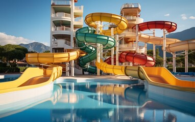 An example of a water park design. - obrazy, fototapety, plakaty