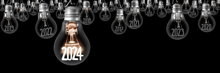 Light Bulbs with New Year 2024 - 683221550