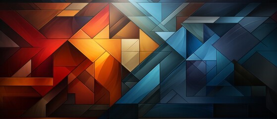 Cubism style background illustration in blue and red colors