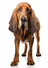 Bloodhound Dog Isolated on White Background - Generative AI - obrazy, fototapety, plakaty