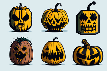 Funny pumkin faces expressions bundle pack for helloween