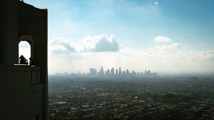 LA Downtown skyline from  Griffith observatory in Los Angeles - obrazy, fototapety, plakaty