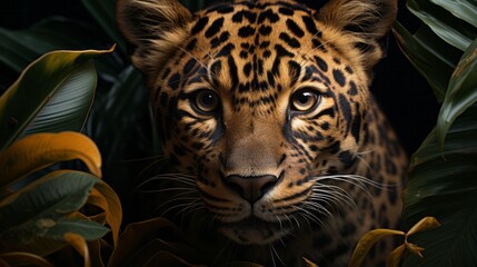 Jaguar portrait on a dark background