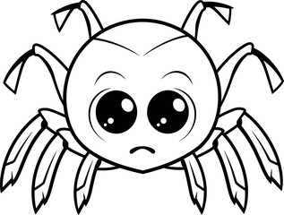 a cute, spider animal vector, coloring page
