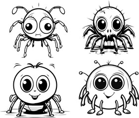 a cute, spider animal vector, coloring page