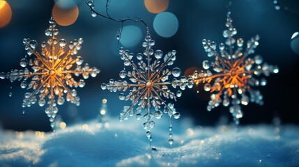 Fototapeta na wymiar Snowflake Elegance: Macro Marvels in Frozen Splendor