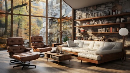 Obraz na płótnie Canvas Living Harmony: Capturing the Essence of Contemporary Living Room Design