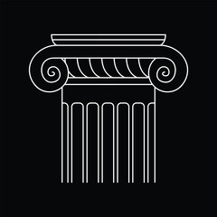 Architectural orders outline line art. Set of different types of classical capitals doric, ionic and corinthian. Greek and Roman column. Vector illustration isolated on background