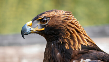 Fototapeta premium Golden eagle, head close-up. Portrait of a bird of prey. Close up