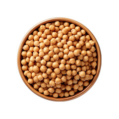 Top View of Bowl of Soy Nuts Isolated on Transparent or White Background, PNG