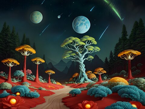 Amazing landscape of alien planet