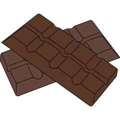 Chocolate Bars Illustration. Dark Chocolate Bars Flat Style Illustration on Transparent Background.