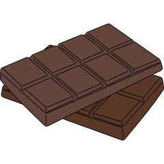 Chocolate Bars Illustration. Dark Chocolate Bars Flat Style Illustration on Transparent Background.