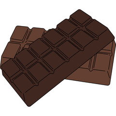 Chocolate Bars Illustration. Dark Chocolate Bars Flat Style Illustration on Transparent Background.