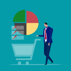 Pie chart for reports and presentations UI, WEB. Simulated pie chart of a businessman who wants to share profits.