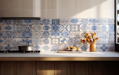 Kitchen multicolored ceramic tiles can add energy and character, serving as a lively backsplash or accent wall. Combining different hues and arranging them in mosaic patterns or geometric designs.