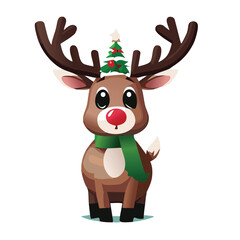 Reindeer or Rudolph Illustration for Christmas or Forest themes.